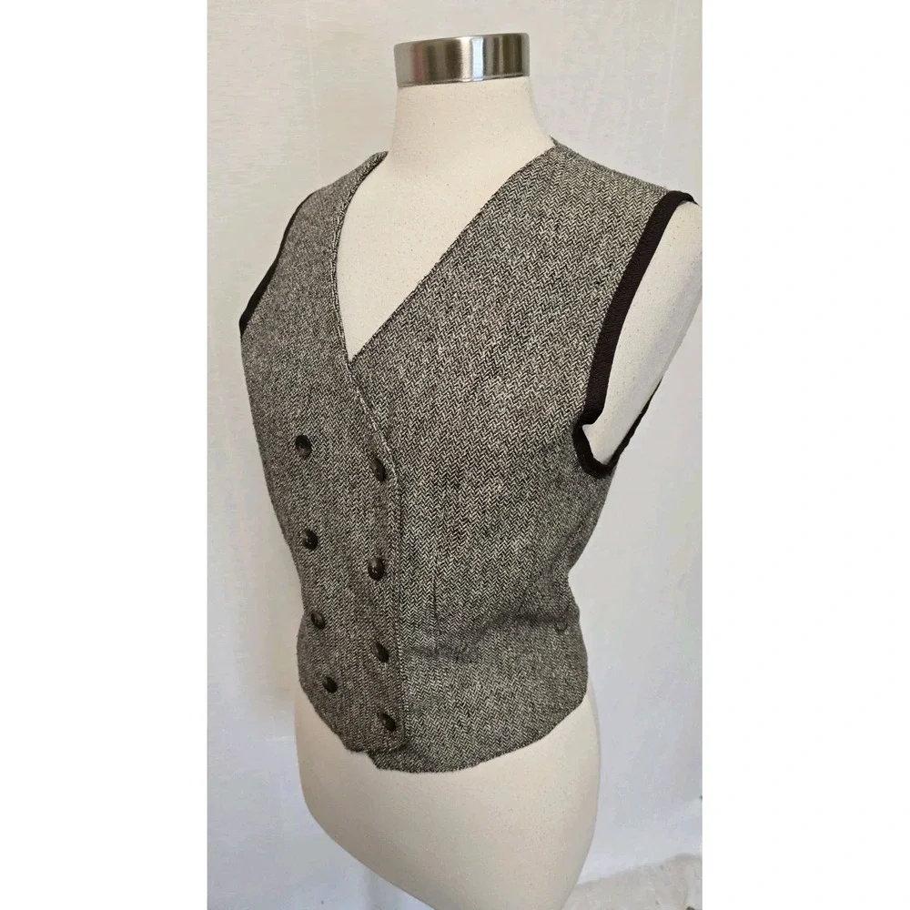 Gap Womens Vintage Vest Size Medium Herringbone Double‎ Breasted